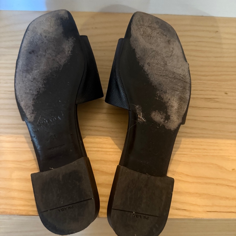 PRADA Sleak Leather Slides - Picture 2 of 2
